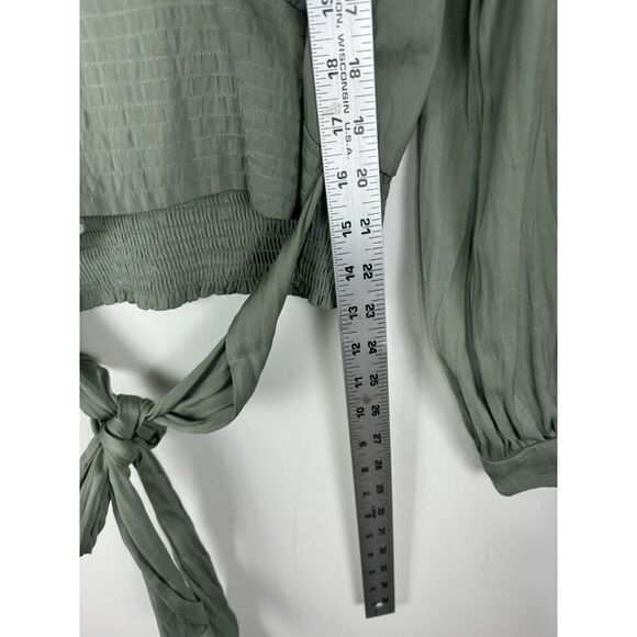 ANTHROPOLOGIE Long Sleeve Tie Blouse Women's Size Medium Satin - Picture 6 of 9